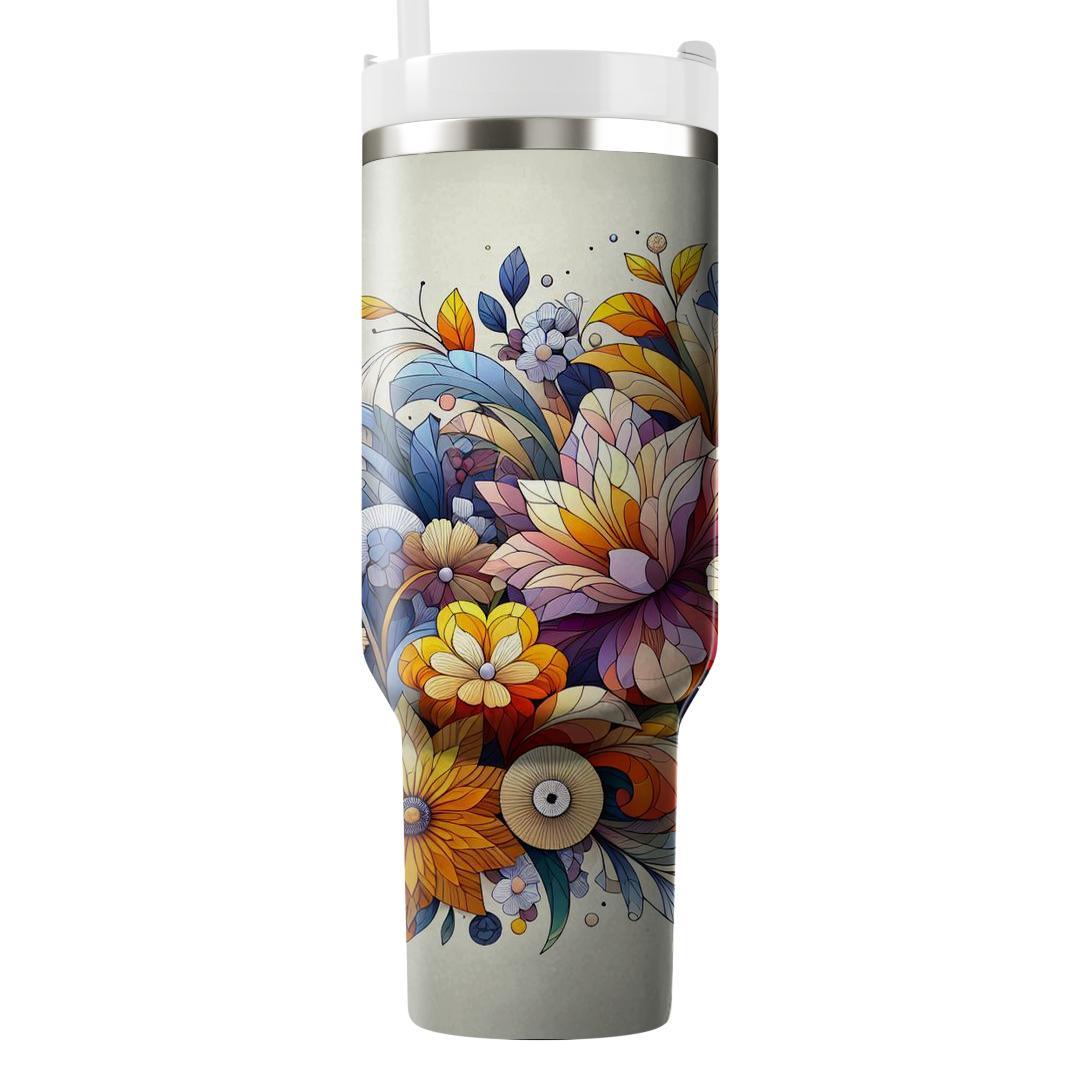 Chic 70s Floral Mosaic  Travel Tumblers