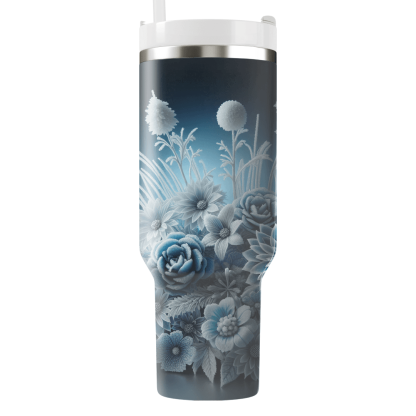 Glistening Ice Flower  Tumblers With Lids