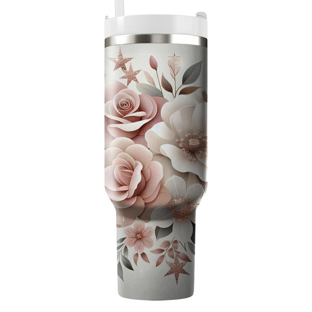 Glimmering Floral Dreams  Unique Tumblers