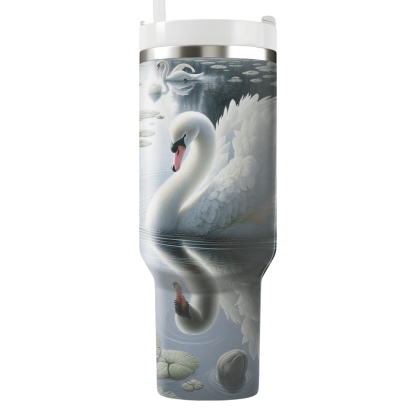Elegant Swan Serenade  Tumblers With Lids