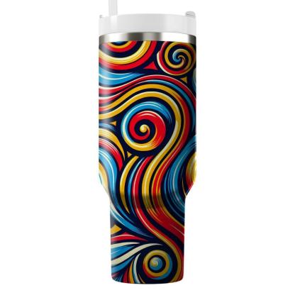 Funky Retro Spirals  Travel Tumblers