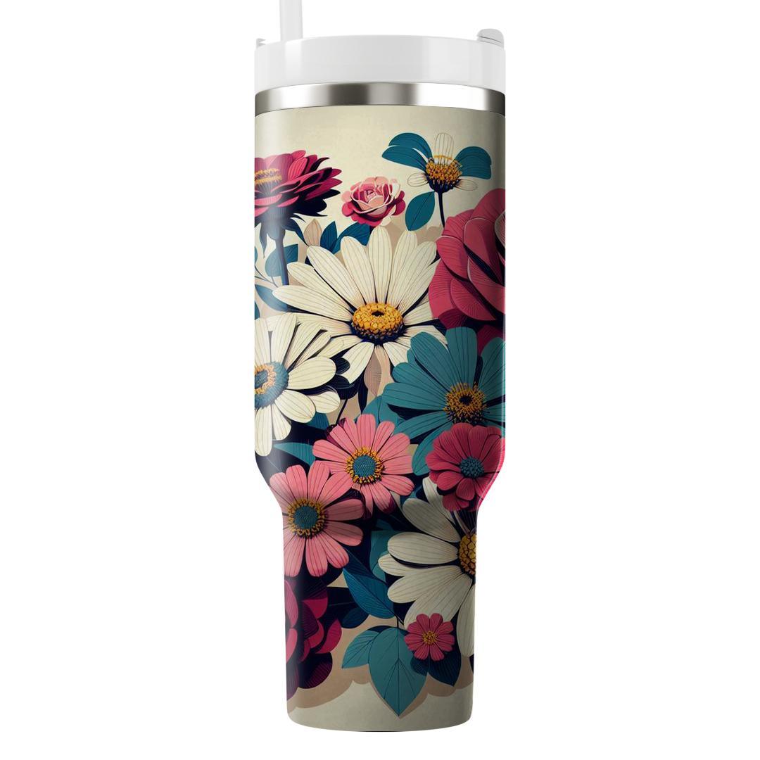 Vibrant Floral Collage  Unique Tumblers