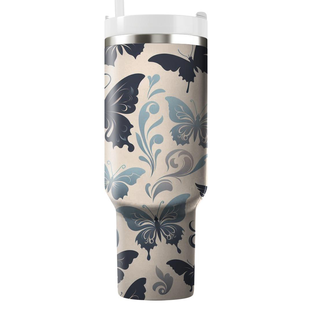 Elegant Butterfly Silhouettes  Tumblers With Lids