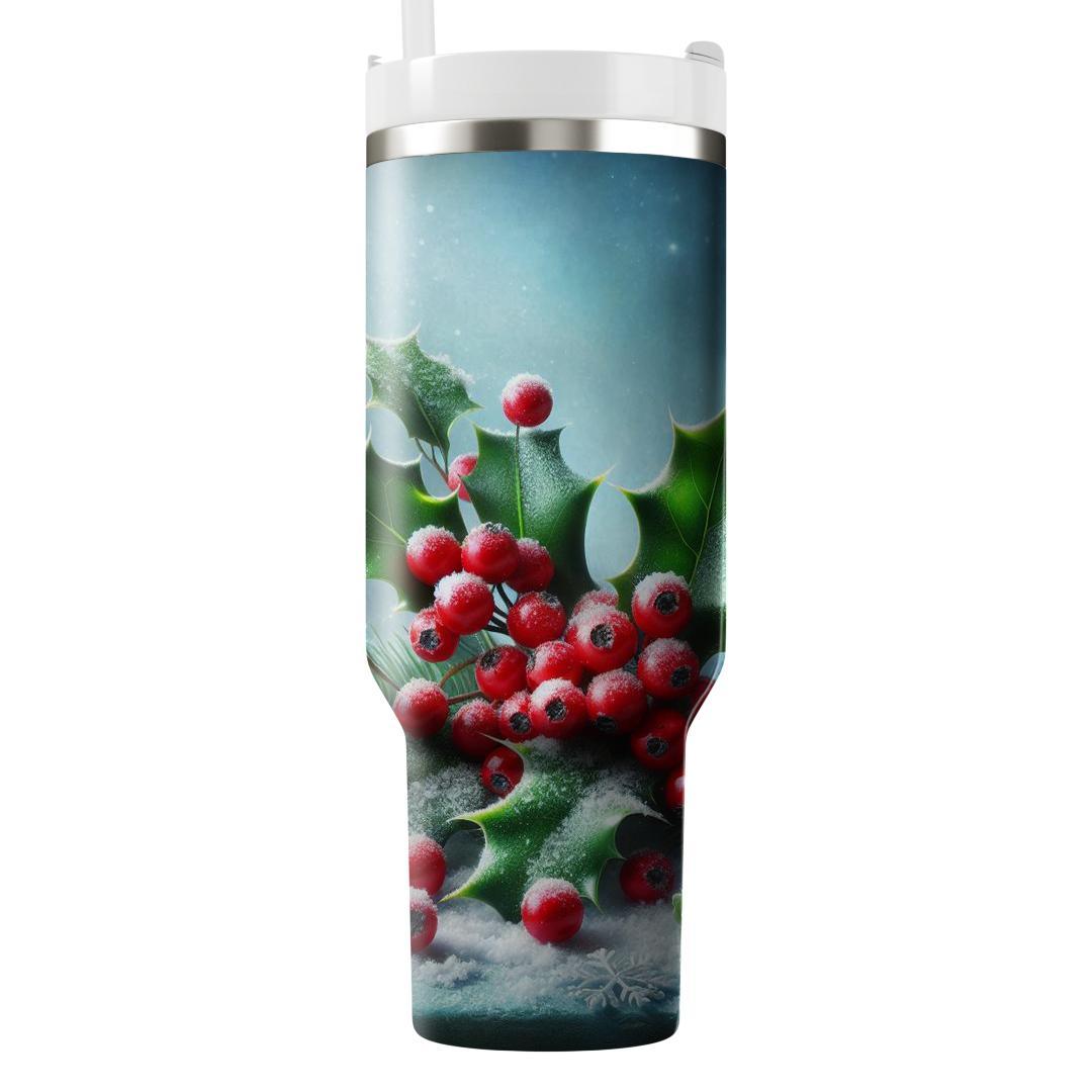 Winter Holly Blossom  Unique Tumblers