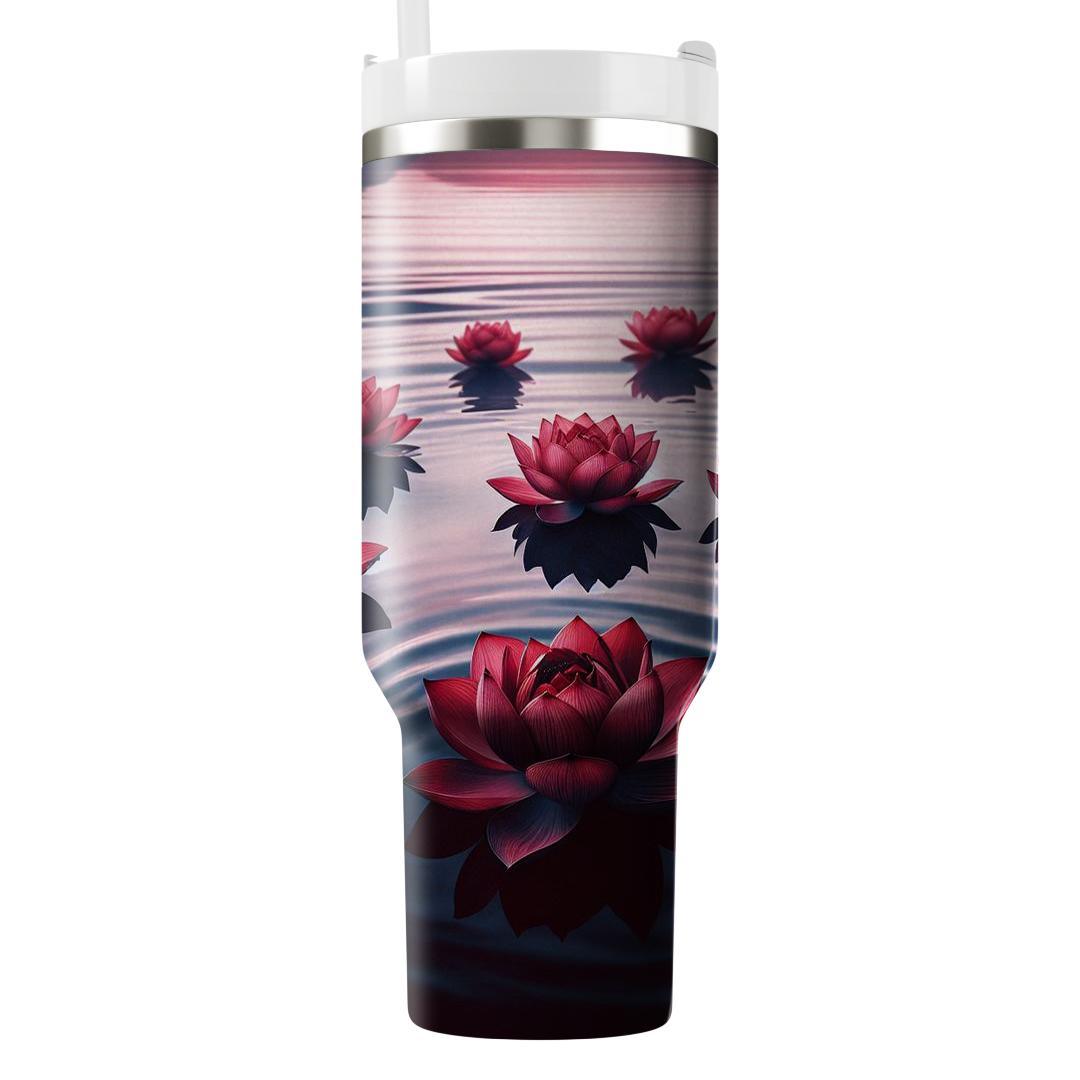 Crimson Lotus Reflection  Tumbler Cups