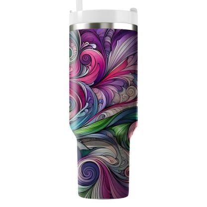 Artistic Floral Swirls  Travel Tumblers
