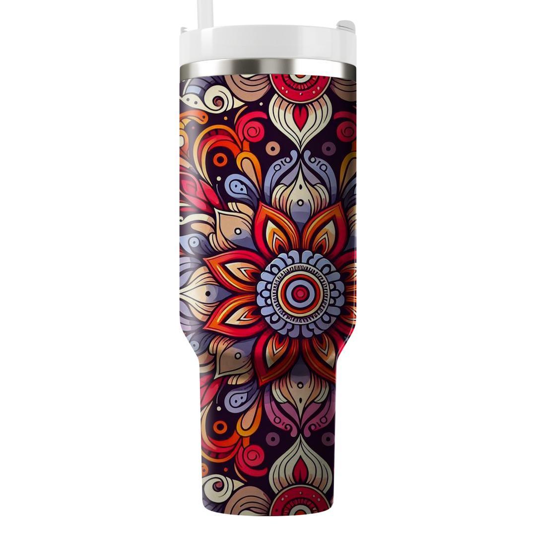Vibrant Mandala Burst  Travel Tumblers