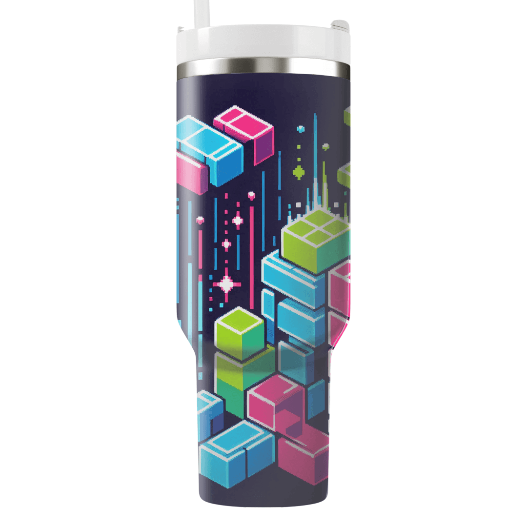 Retro Neon Tetris Personalized Tumblers