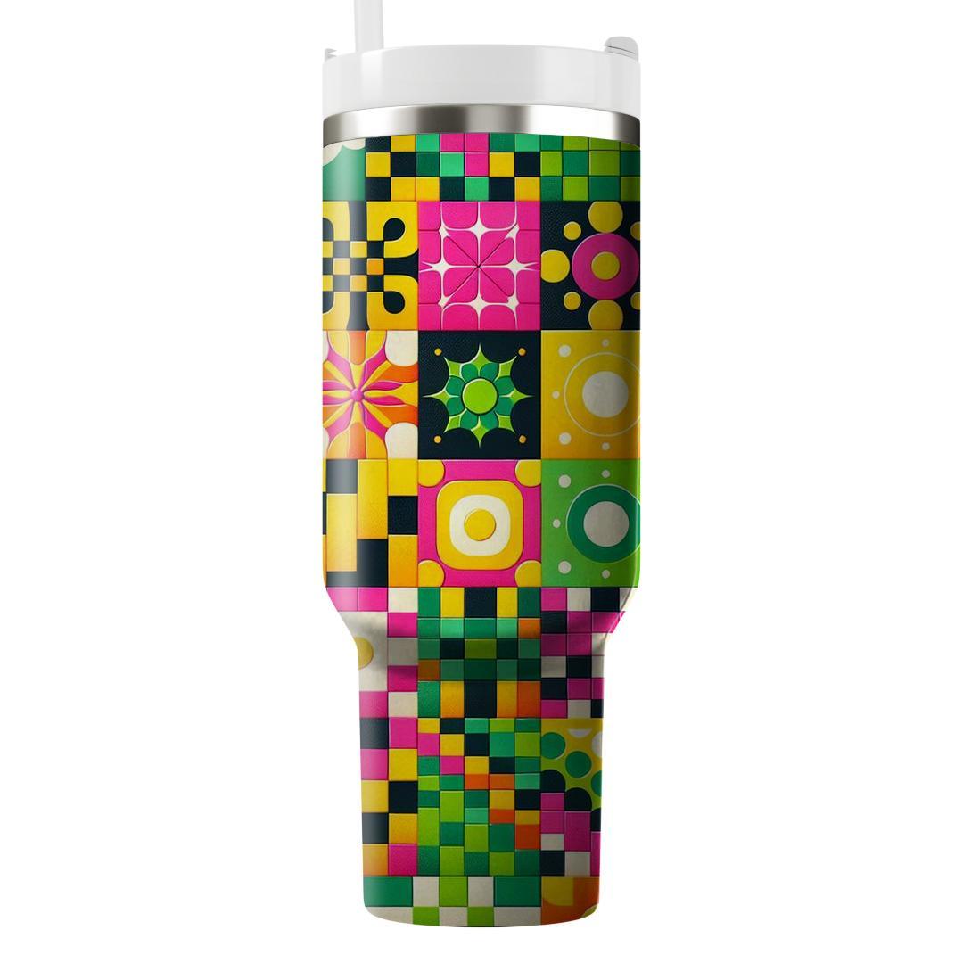 Retro 70s Checkerboard Fun  Travel Tumblers