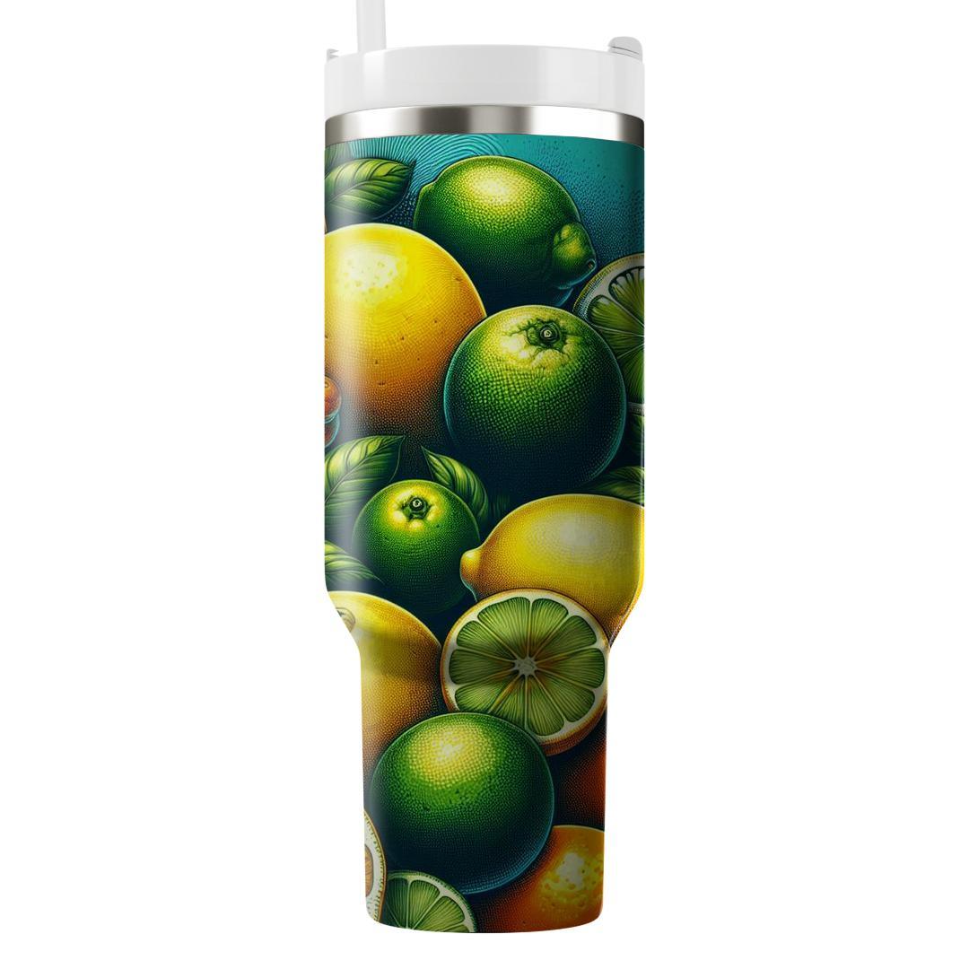 Summer Citrus Splash Tumblers With Lids
