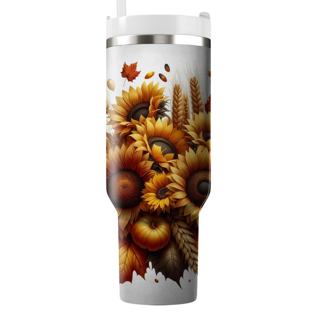 Rustic Sunflower Harvest Personalized Tumblers