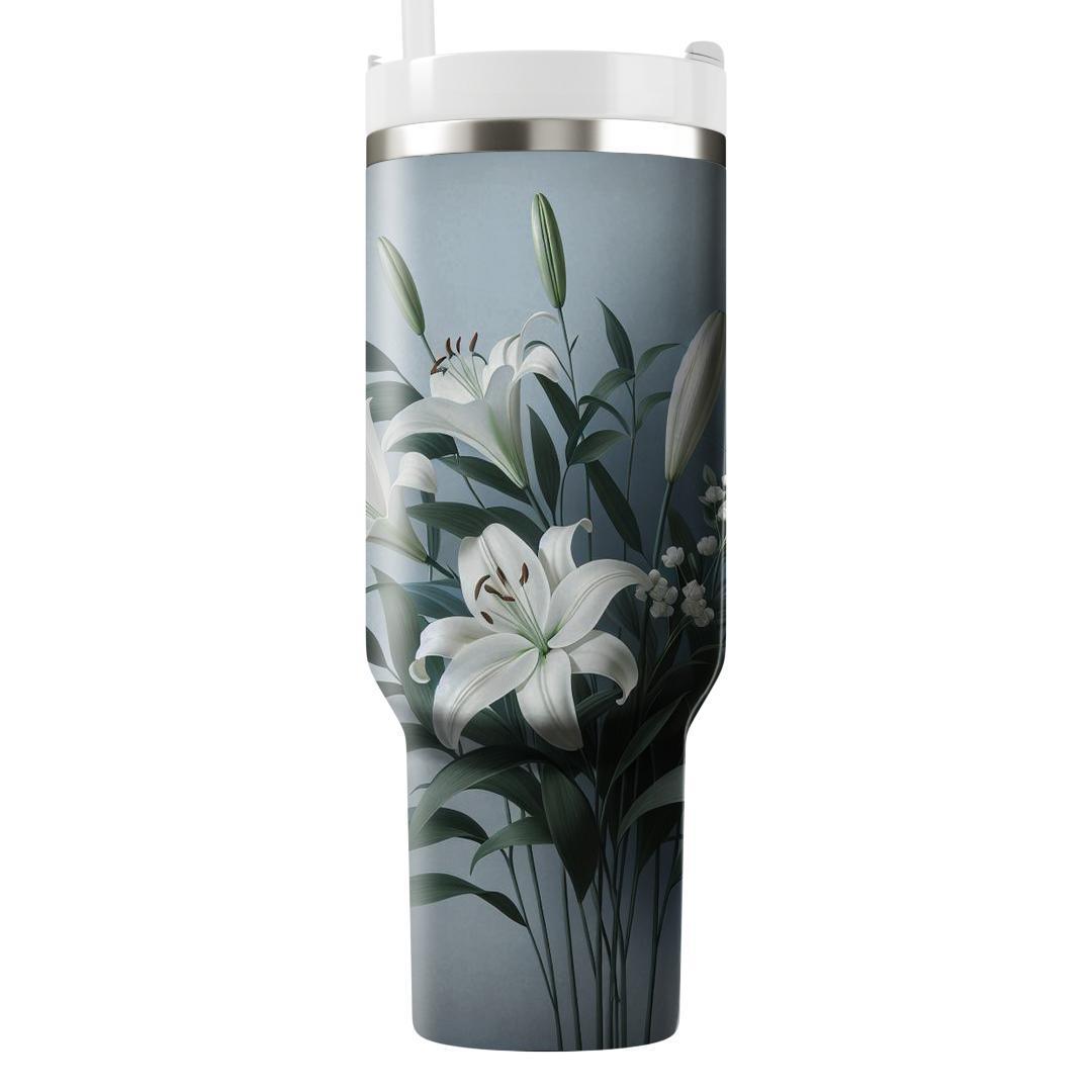 Serene White Lily  Insulated Tumblers