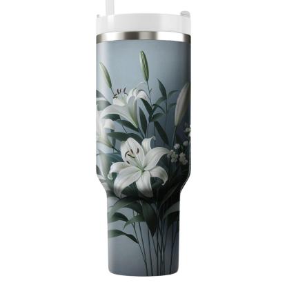 Serene White Lily  Insulated Tumblers