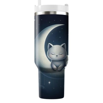 Whimsical Cat And Moon  Tumblers With Lids