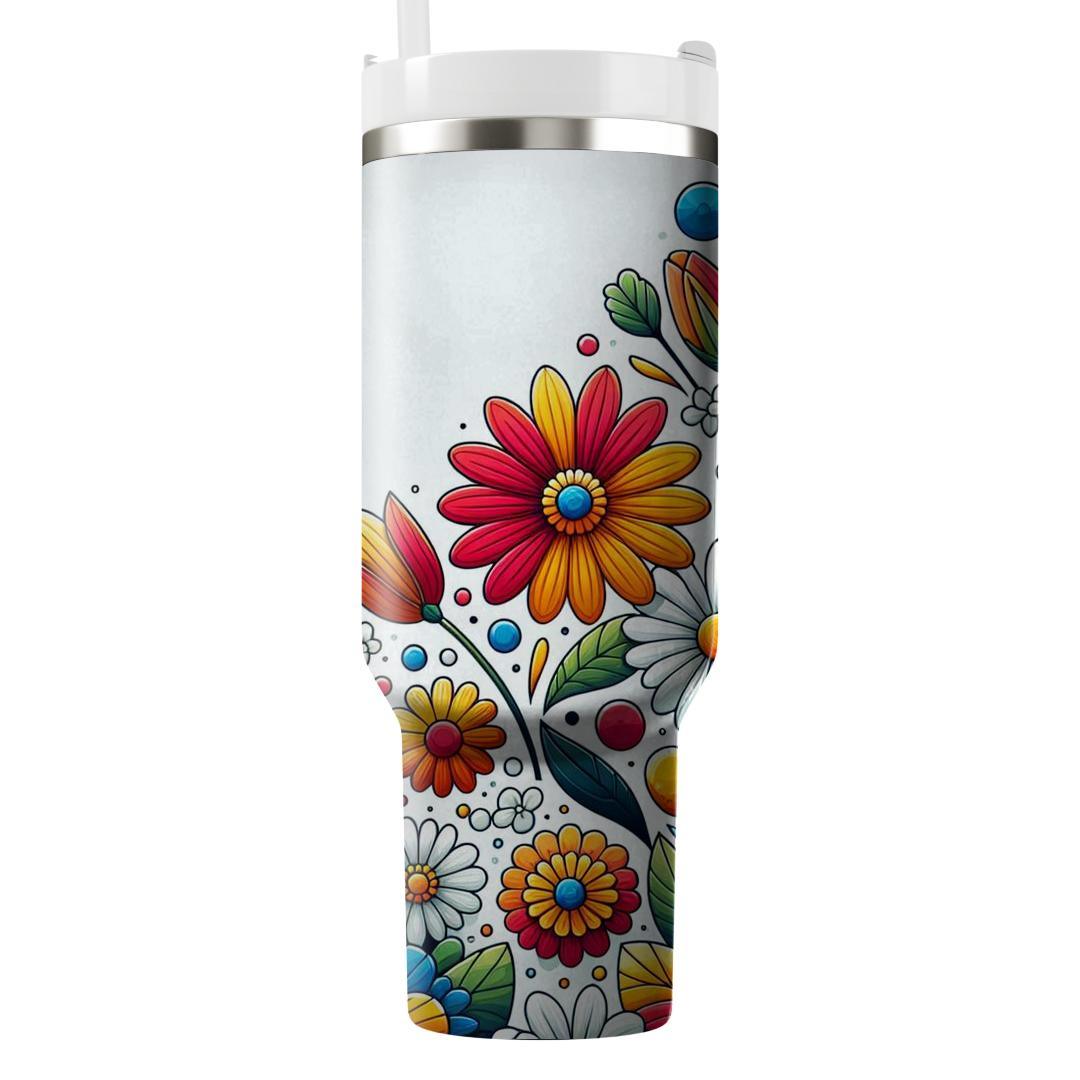 Joyful Floral Mosaic  Tumbler Cups