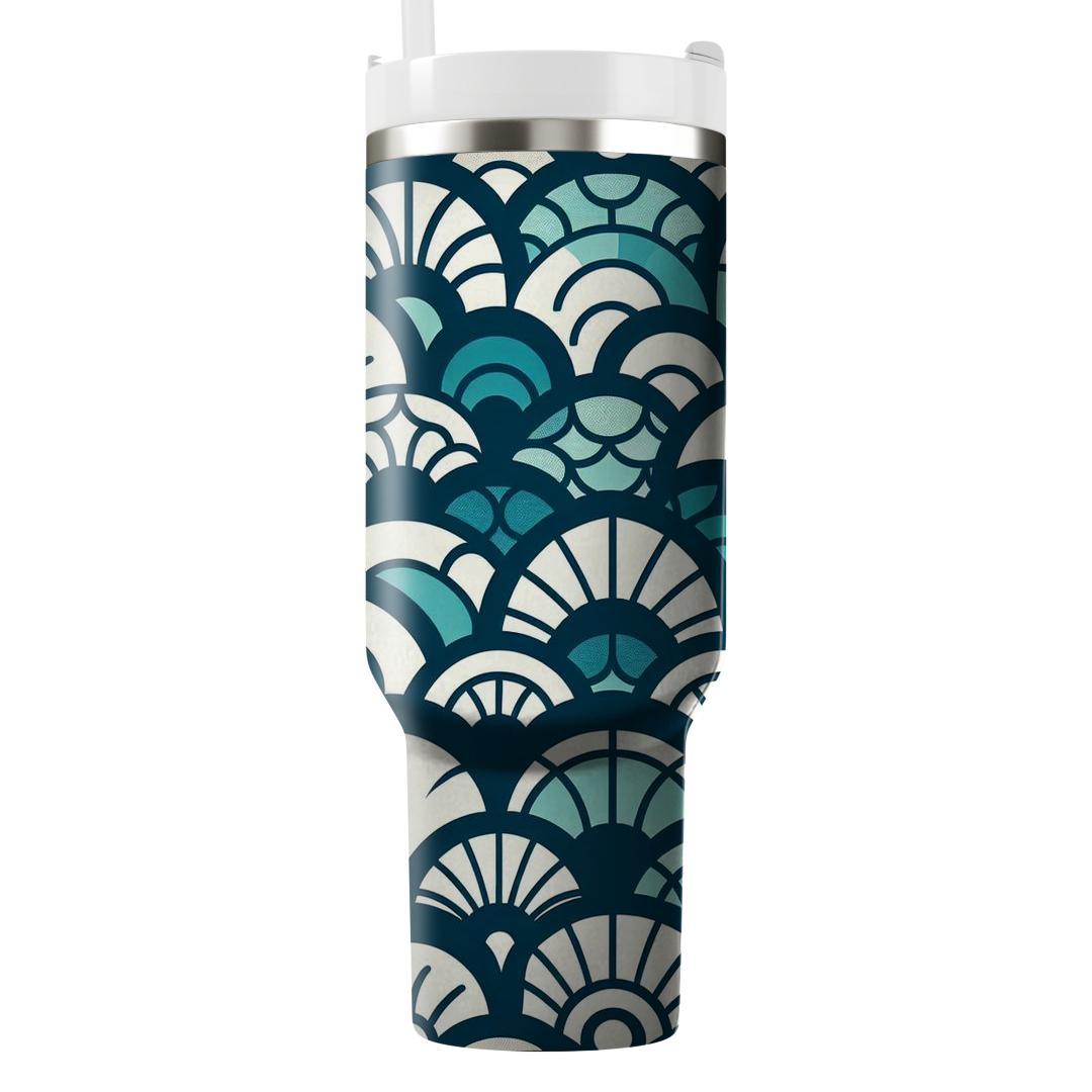 Stylized Fish Scale Pattern  Tumblers With Lids