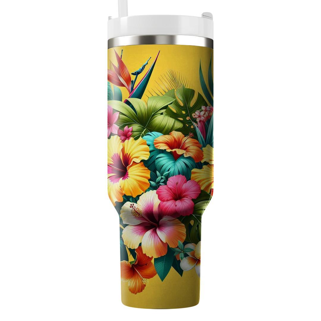 Vivid Tropical Floral Fantasy  Unique Tumblers