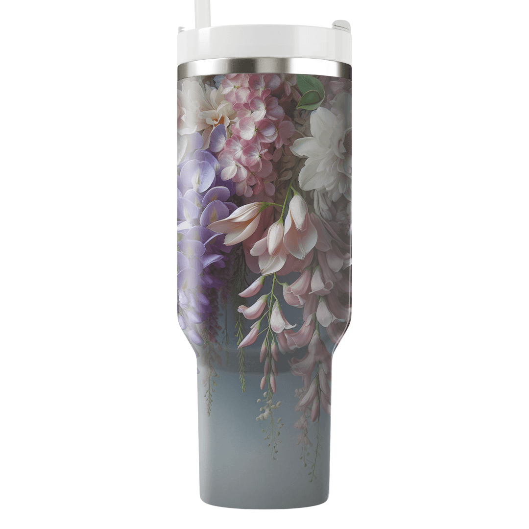 Enchanting Floral Cascade  Tumblers With Lids
