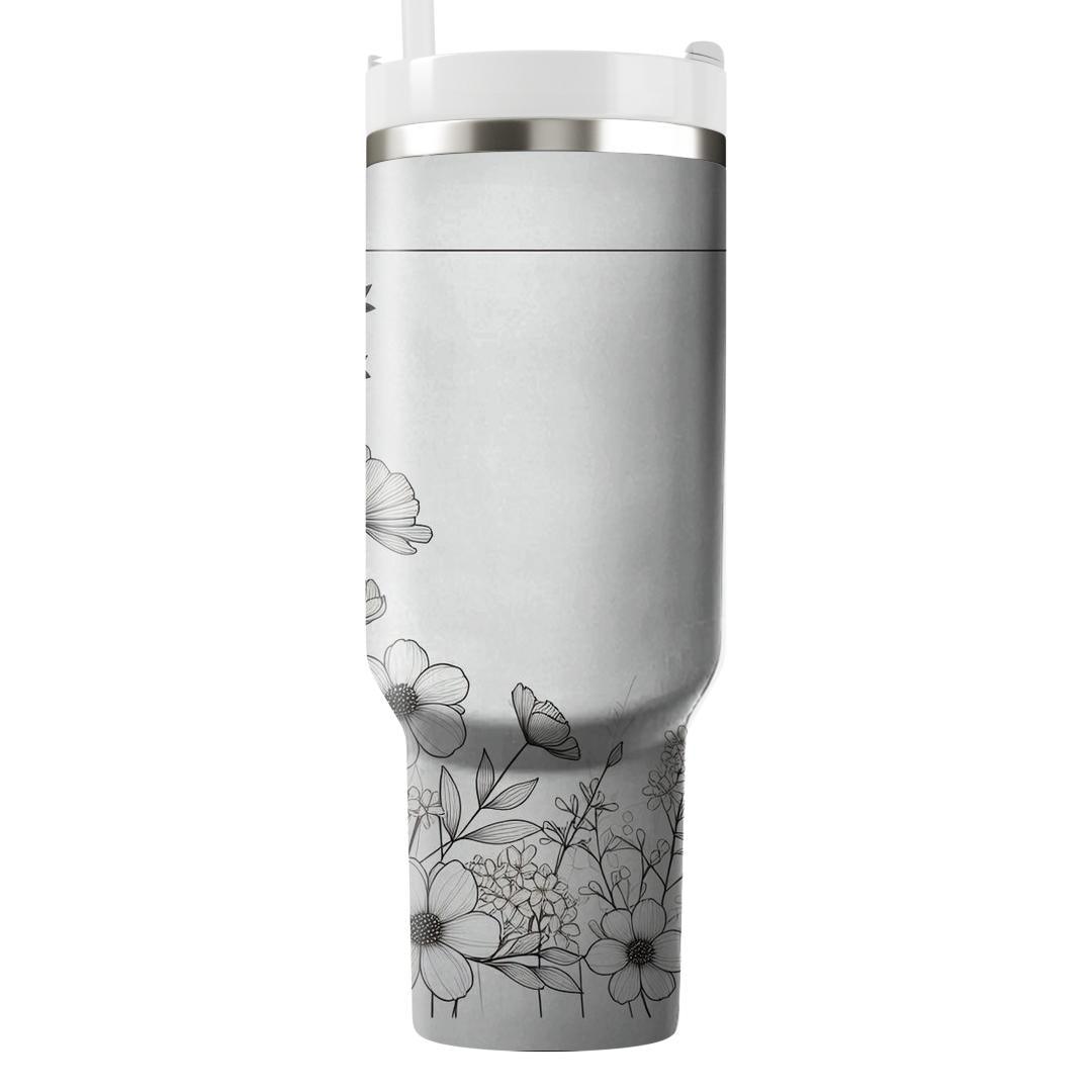 Minimalist Monochrome Blossom  Unique Tumblers