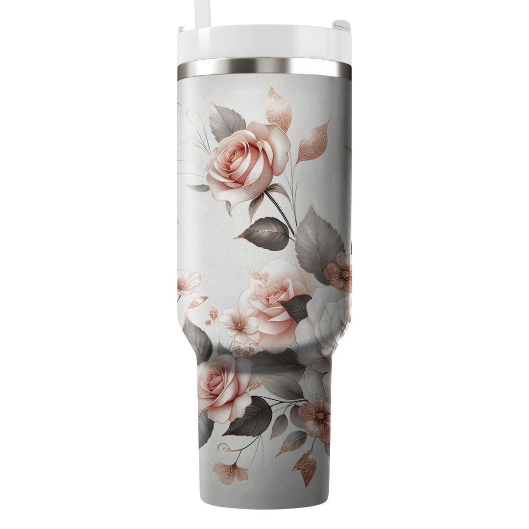Rose Gold Floral Charm  Tumbler Cups