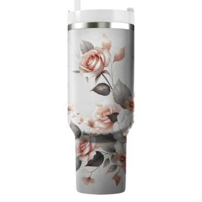 Rose Gold Floral Charm  Tumbler Cups