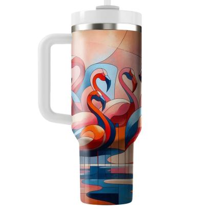 Abstract Flamingo Harmony  Tumblers With Lids