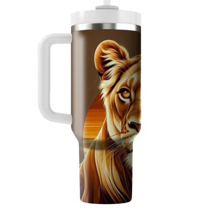 Fierce Lioness Gaze  Travel Tumblers