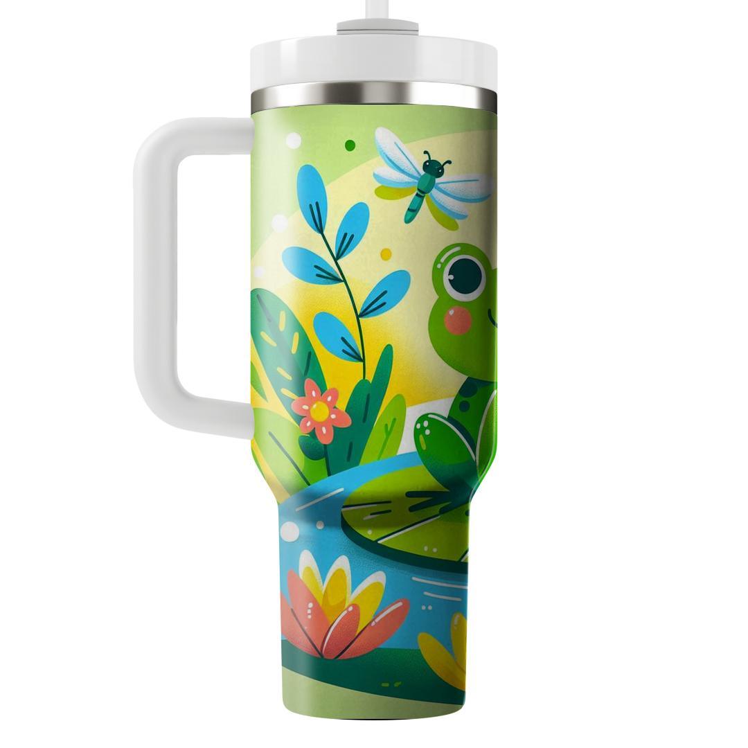 Cheerful Frog Pond  Personalized Tumblers