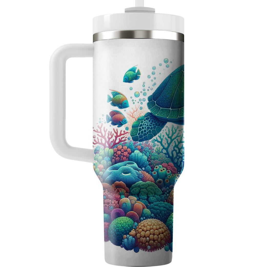 Underwater Fantasy Turtle  Tumblers With Lids