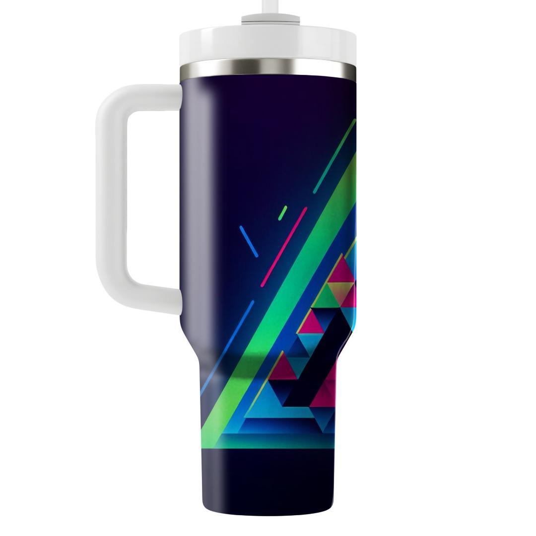 Neon Retro Triangles  Custom Tumblers