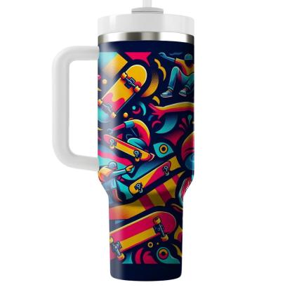 Radical 80s Skateboard  Personalized Tumblers