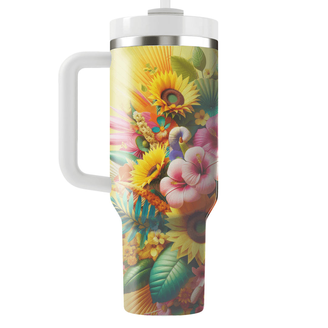 Summer Bright Floral Burst  Personalized Tumblers
