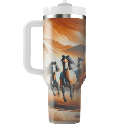 Wild Mustangs Running  Tumbler Cups