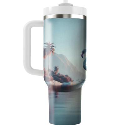 Elegant Flamingo Serenity  Travel Tumblers