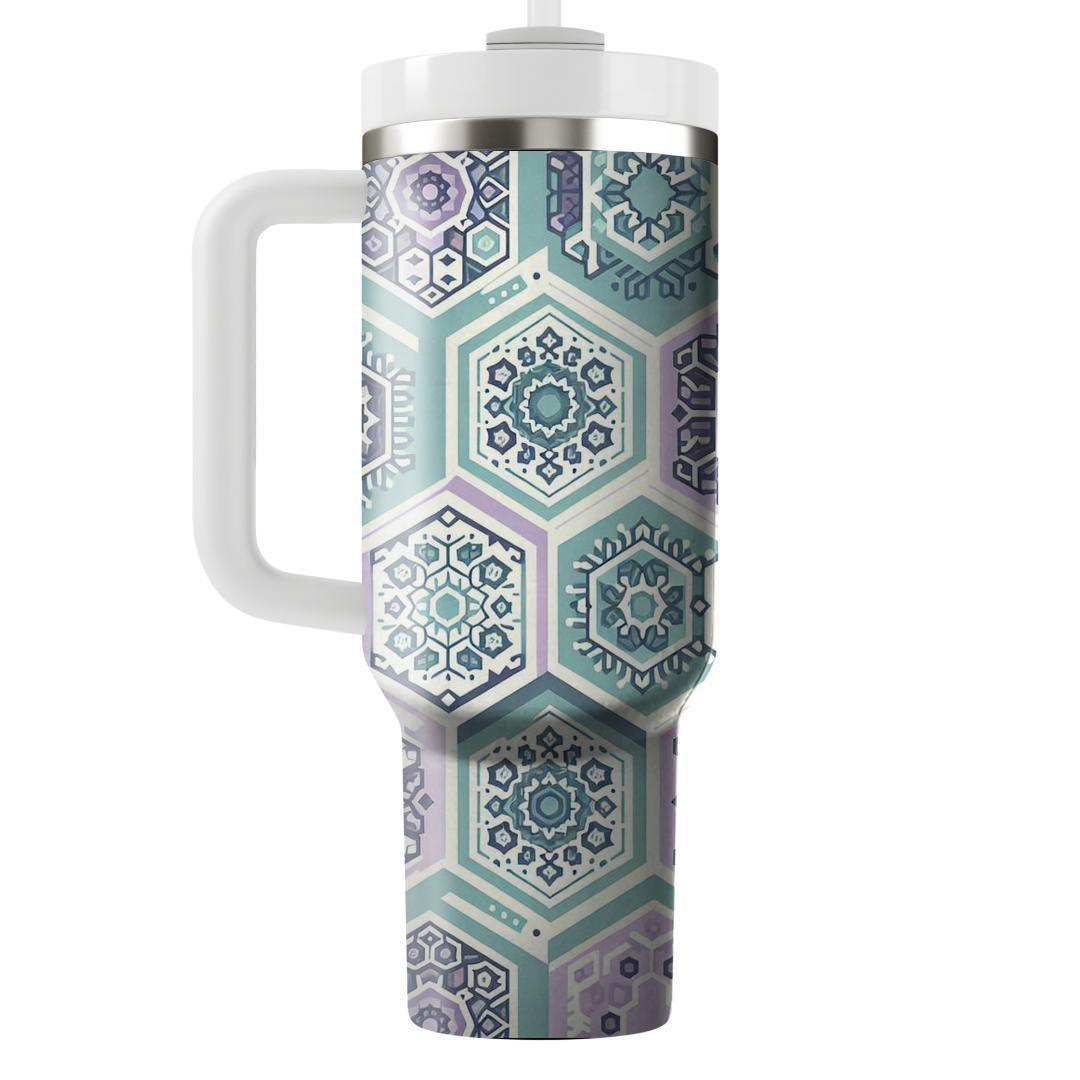 Hexagonal Floral Bliss  Tumblers With Lids