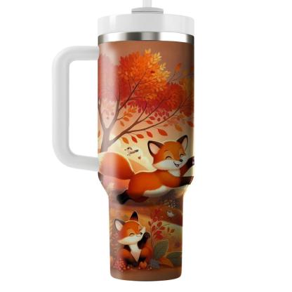 Whimsical Foxes In Autumn  Tumblers With Lids