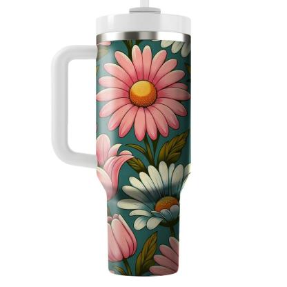 Colorful Retro Flowers  Travel Tumblers