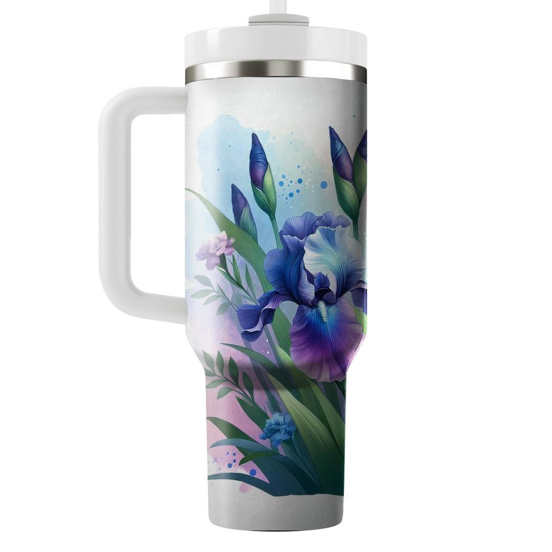 Watercolor Iris Serenity  Insulated Tumblers