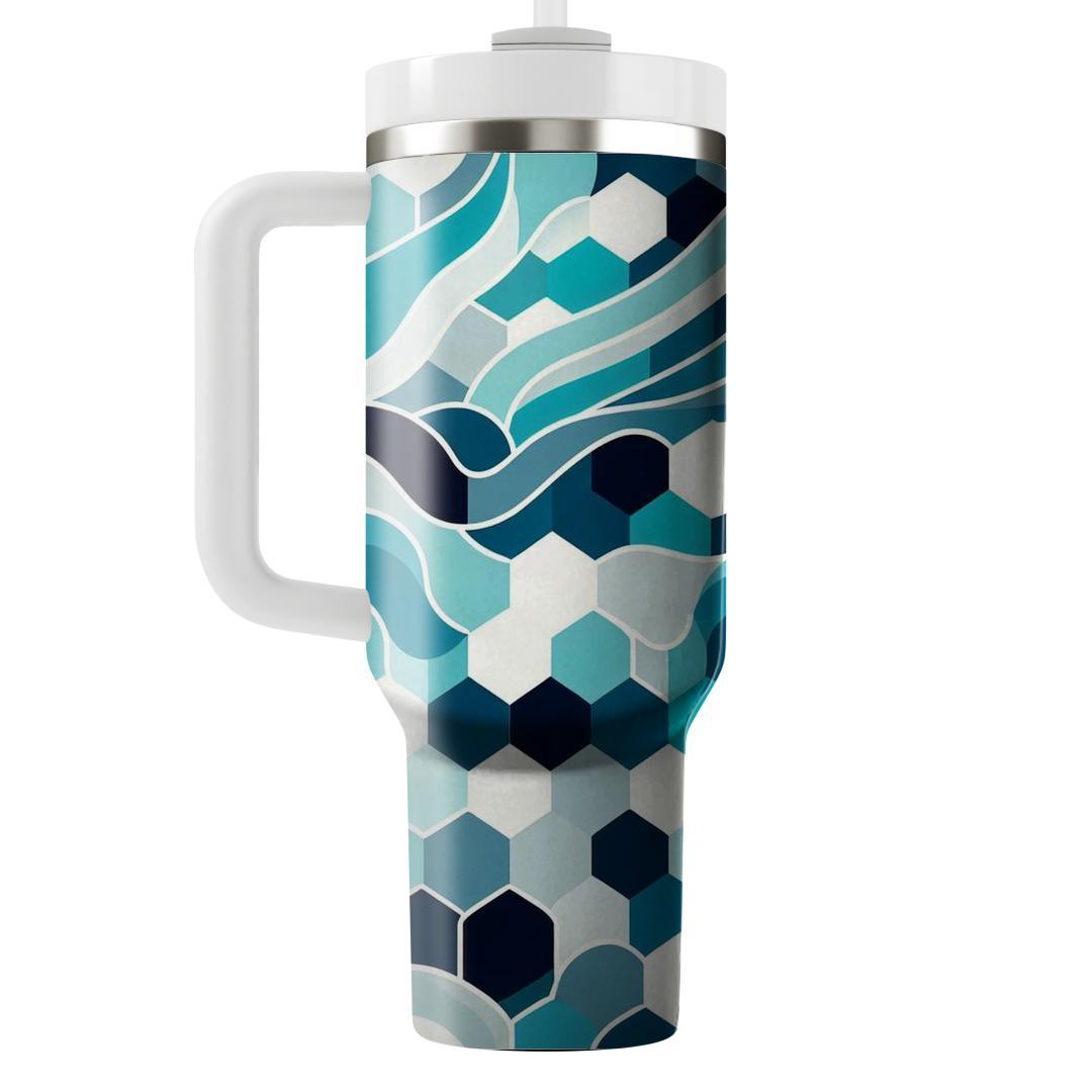Hexagonal Wave Motif  Tumblers With Lids