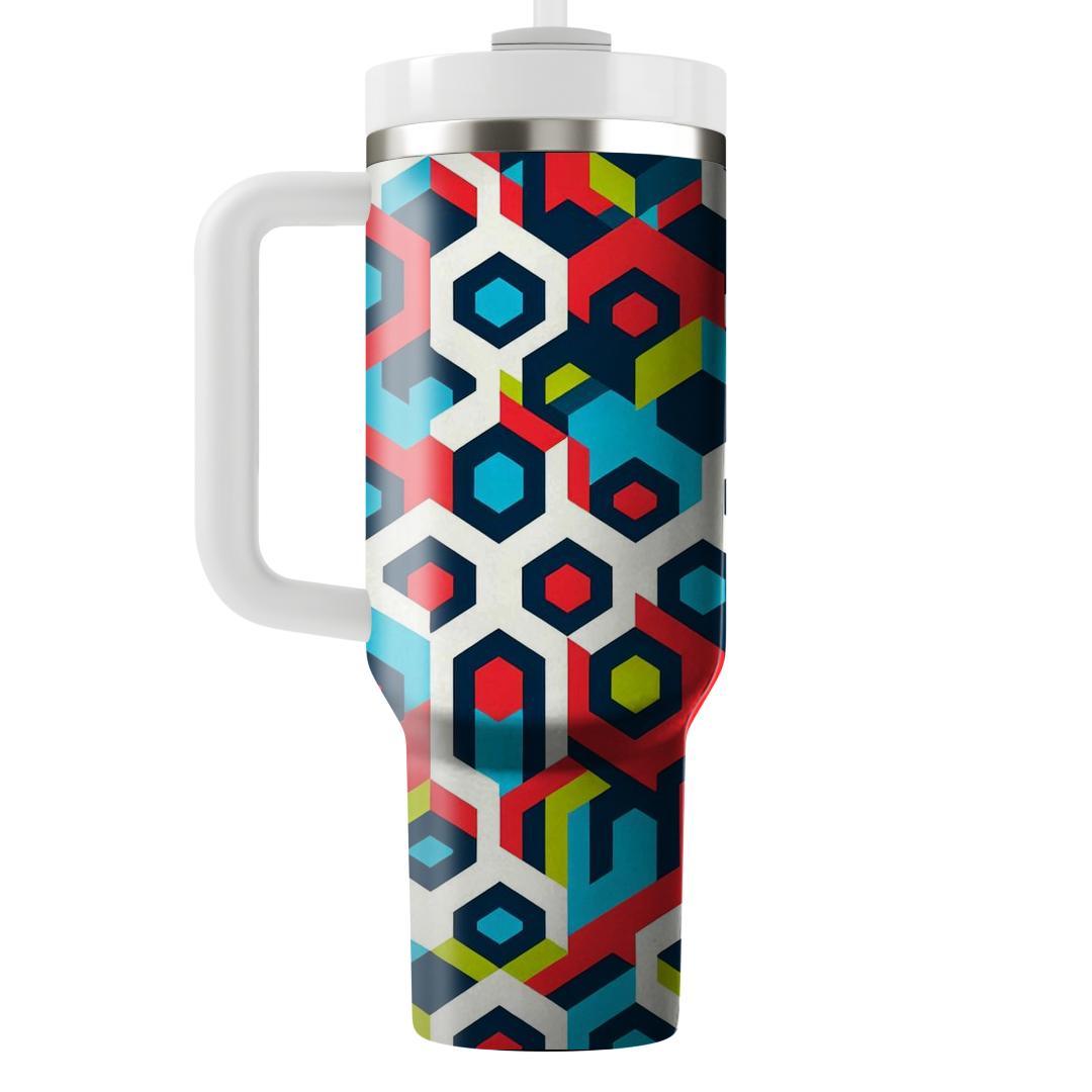 Colorful Hexagonal Burst  Tumblers With Lids