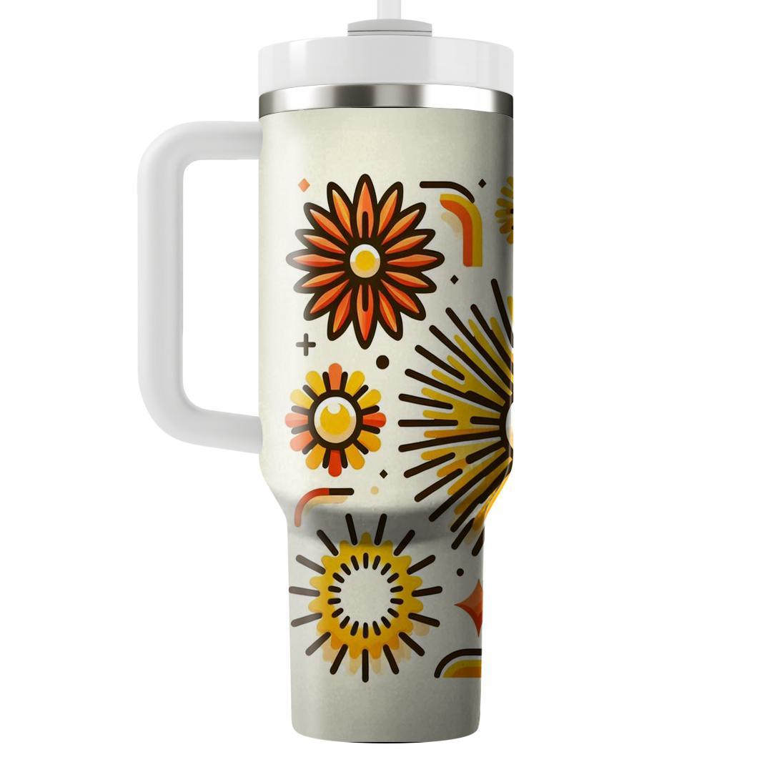 Stylized Sunburst Pattern  Travel Tumblers