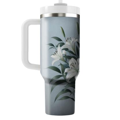 Serene White Lily  Insulated Tumblers