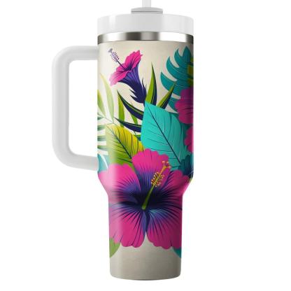 Neon Floral Paradise  Personalized Tumblers