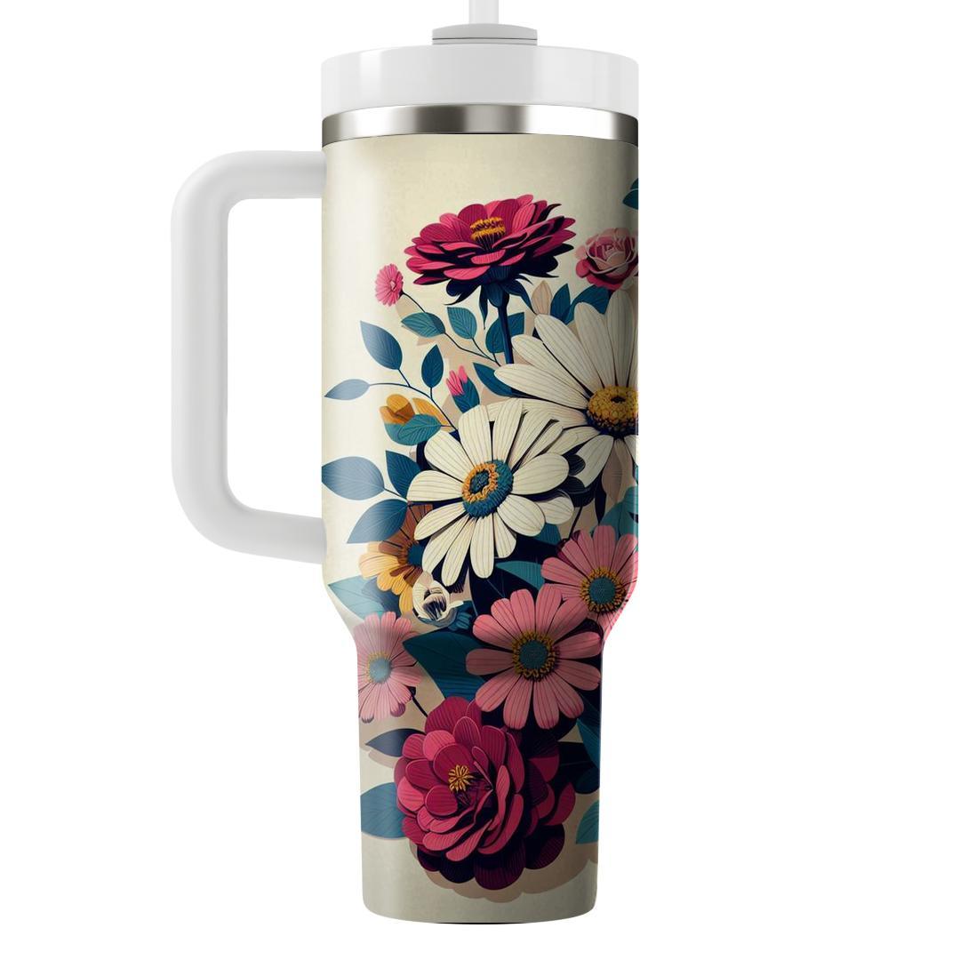 Vibrant Floral Collage  Unique Tumblers