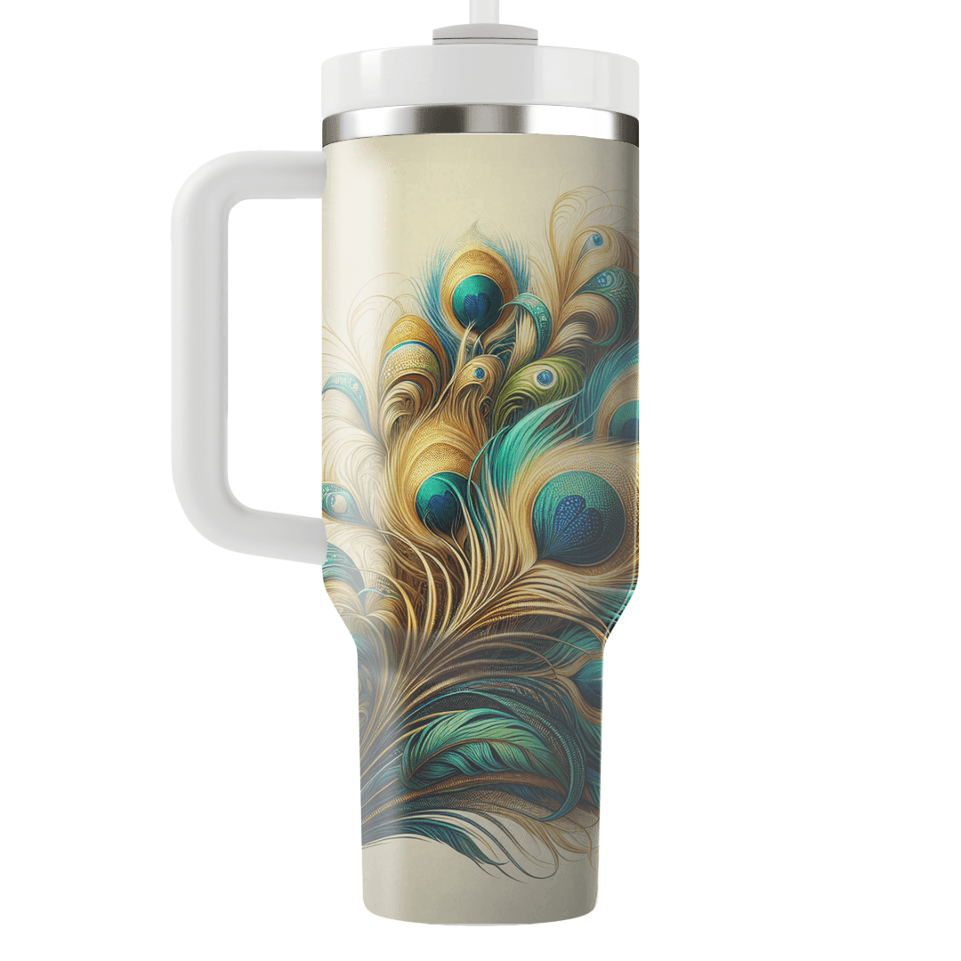Vibrant Peacock Feathers  Tumbler Cups