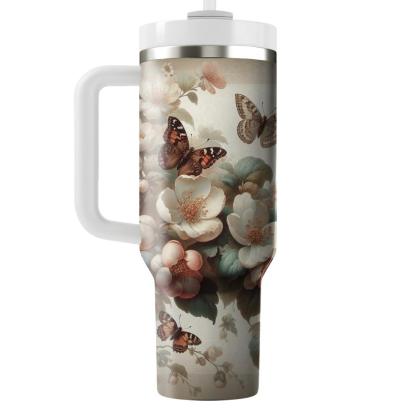 Vintage Butterfly Bloom  Tumblers With Lids