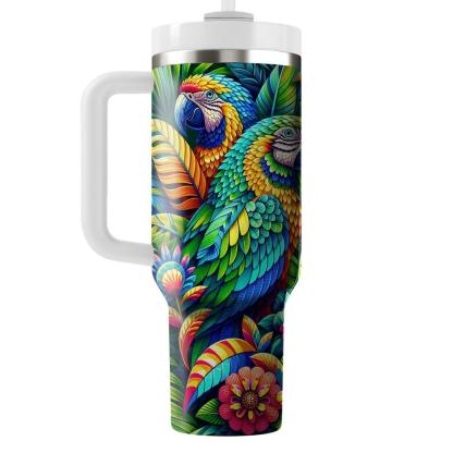 Whimsical Parrot Party  Tumblers With Lids
