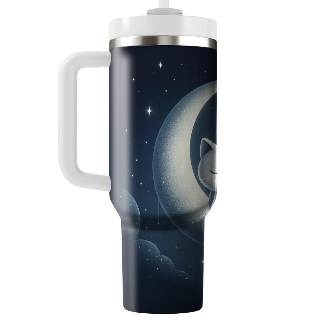 Whimsical Cat And Moon  Tumblers With Lids