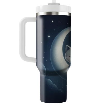 Whimsical Cat And Moon  Tumblers With Lids