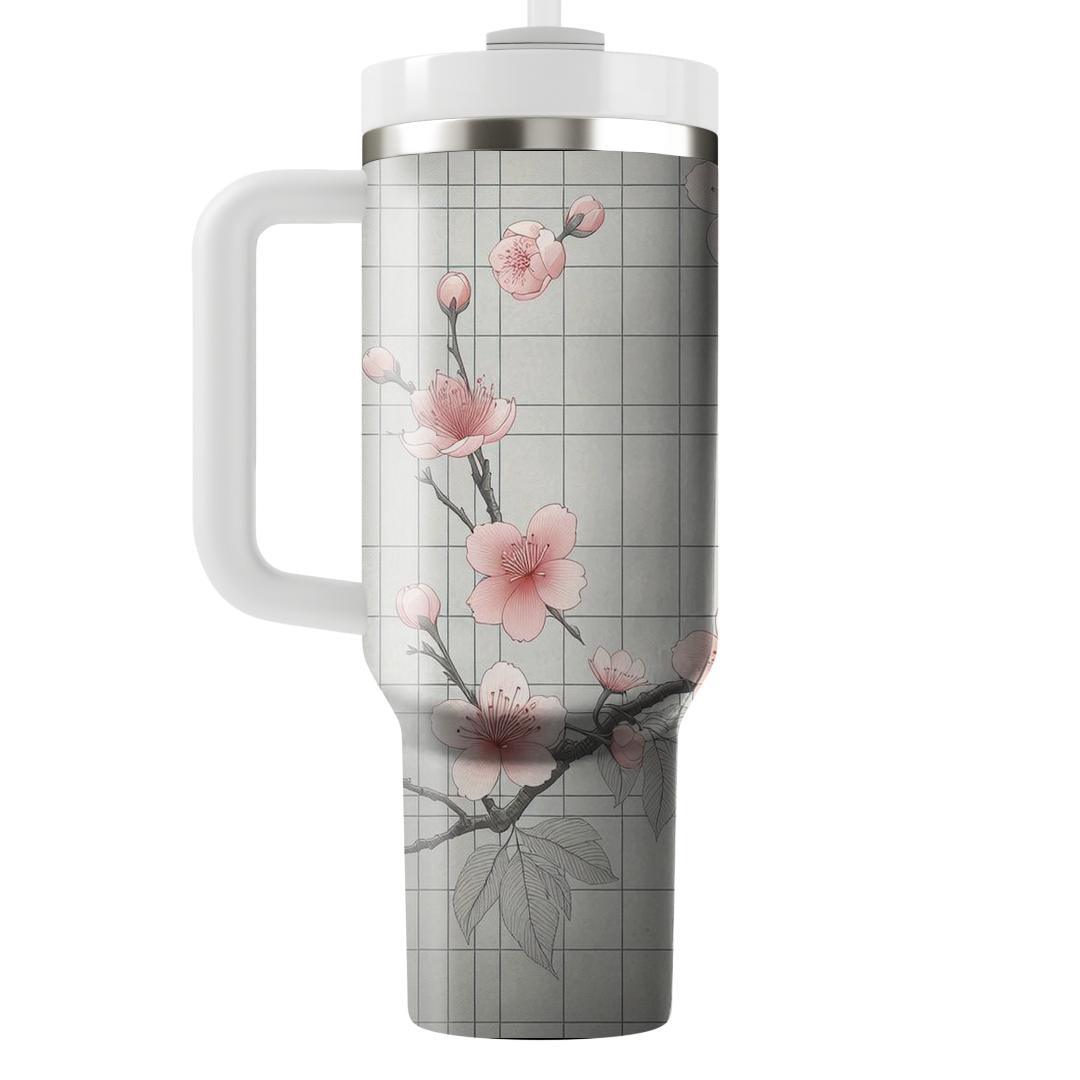 Japanese Cherry Blossom Grid  Tumblers For Gifts